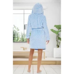 Women's Classic Plush Hooded Robe, Short Fleece Plaid Bathrobe With Hood -Lady Clothing Store GUEST 010e9da7 bfeb 4ea3 80a1 7435b5125ddf