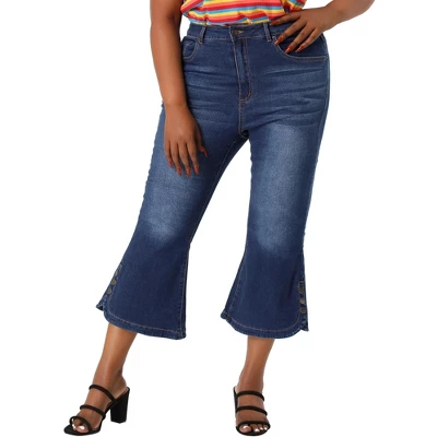 Agnes Orinda Plus Size Jeans For Women Side Slit Bootcut Button Decor Wide Leg Skinny Denim Pants 3 Agnes Orinda Plus Size Jeans For Women Side Slit Bootcut Button Decor Wide Leg Skinny Denim Pants