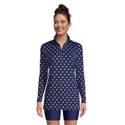 Lands' End Women's Quarter Zip Long Sleeve Tunic Rash Guard Cover-up UPF 50 Sun Protection -Lady Clothing Store GUEST 028203bf 5419 438c 85f4 633ab14d26be