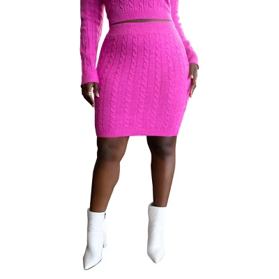 Rebdolls Women's Plus Size Cable Knit Mini Skirt 4 Rebdolls Women's Plus Size Cable Knit Mini Skirt - Image 2