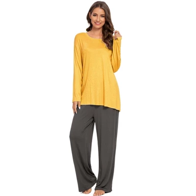 Cheibear Womens Pajama Set Soft Modal Contrast Color Long Sleeve Shirt And Pants Sleepwear 2pcs 3 Cheibear Womens Pajama Set Soft Modal Contrast Color Long Sleeve Shirt And Pants Sleepwear 2pcs