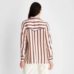 Women's Striped Satin Button-Down Shirt - Future Collective™ With Reese Blutstein White