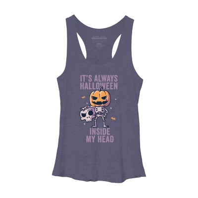 Women's Design By Humans It's Always Halloween Inside My Head Funny Cute Spooky By EduEly Racerback Tank Top 6 Women's Design By Humans It's Always Halloween Inside My Head Funny Cute Spooky By EduEly Racerback Tank Top - Image 4