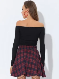 Allegra K Women's School Plaid Cotton Mini Tartan Skater Skirt -Lady Clothing Store GUEST 09703bd7 2868 4d37 b7ee d9c2afd42ebe