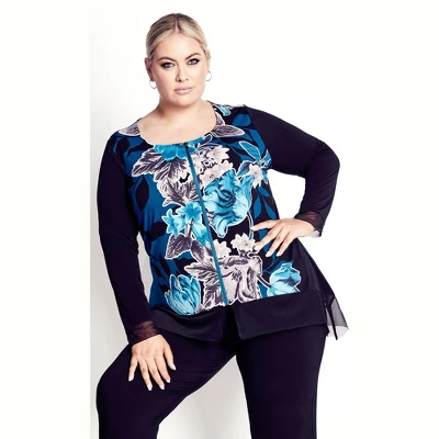 Women's Plus Size Chelsea Zip Front Top - Emerald | AVENUE 5 Women's Plus Size Chelsea Zip Front Top - Emerald | AVENUE - Image 3