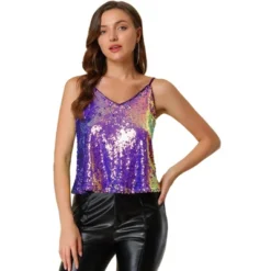 Allegra K Women's Sequined Shining Club Party Sparkle Cami Top -Lady Clothing Store GUEST 0bfe7800 2a69 4ac0 8836 d06ed4c8ba69