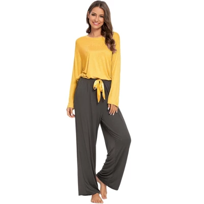 Cheibear Womens Pajama Set Soft Modal Contrast Color Long Sleeve Shirt And Pants Sleepwear 2pcs 7 Cheibear Womens Pajama Set Soft Modal Contrast Color Long Sleeve Shirt And Pants Sleepwear 2pcs - Image 5