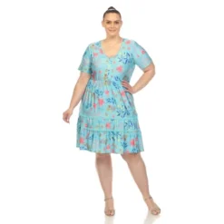 Plus Size Floral Short Sleeve Knee Length Dress -Lady Clothing Store GUEST 0d1a4a6f bde9 4f92 9f1c 31d70fce7726