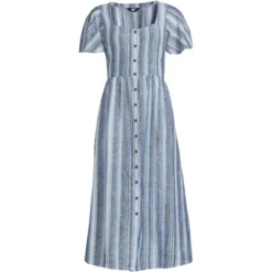 Lands' End Women's Linen Sweetheart Button Front Midi Dress 10 Lands' End Women's Linen Sweetheart Button Front Midi Dress -Lady Clothing Store GUEST 0f20f1f9 1498 49ed 9cec 97694b277e6c