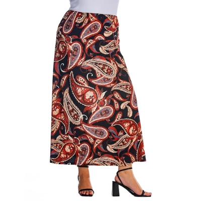 Womens Plus Size Black And Red Paisley Print Maxi Skirt 6 Womens Plus Size Black And Red Paisley Print Maxi Skirt - Image 4
