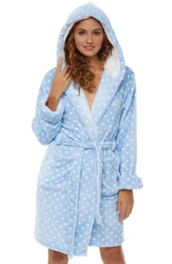 Women's Classic Plush Hooded Robe, Short Fleece Plaid Bathrobe With Hood -Lady Clothing Store GUEST 0fe7d105 5c70 43b0 9b1a 6ff981a00bb6
