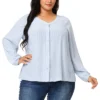 Agnes Orinda Plus Size Top For Women Long Sleeve V Neck Full Placket Casual Shirts Tops Valentine Day -Lady Clothing Store GUEST 10a20876 3f2a 4917 8f78 264acff908b3