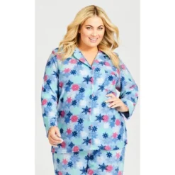 Women's Plus Size Snowflake Button Fleece Sleep Top - Blue | AVENUE 17 Women's Plus Size Snowflake Button Fleece Sleep Top - Blue | AVENUE -Lady Clothing Store GUEST 10df29ad 0b9b 4a41 863c e64f6f9d3f03