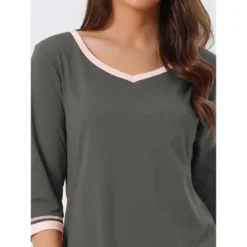 Cheibear Women's 3/4 Sleeve V Neck Full Length Sleep Nightdress With Pockets -Lady Clothing Store GUEST 1132b71c 3b78 4f2b b733 8770c4e5027c
