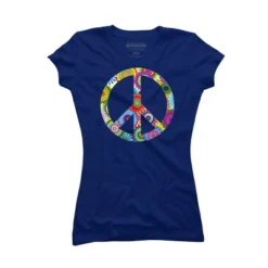 Junior's Design By Humans Cool Retro Flowers Peace Sign By Ddtk T-Shirt -Lady Clothing Store GUEST 11adb289 afee 44c4 aae8 8dccf5f5919a