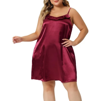 Agnes Orinda Women's Plus Size Ruffle Spaghetti Lounge Nightgowns 7 Agnes Orinda Women's Plus Size Ruffle Spaghetti Lounge Nightgowns - Image 5