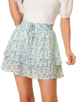 Allegra K Women's Floral Printed A-Line Chiffon Layered Mini Skirt -Lady Clothing Store GUEST 13b71dde 939b 4c97 86e2 0a49665add6b