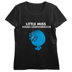 Mr. Men And Little Miss Meme Little Miss Avoids Confrontation Crew Neck Short Sleeve Women's Black T-shirt -Lady Clothing Store GUEST 14f2109d 6975 42c4 99bf ada08e18d39b