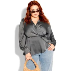 Women's Plus Size Simple Luxury Top - Slate | CITY CHIC -Lady Clothing Store GUEST 1553152a 00ea 410d 92c2 08799ba9944a
