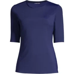 Lands' End Women's Crew Neck Elbow Sleeve Rash Guard UPF 50 Sun Protection Modest Swim Tee -Lady Clothing Store GUEST 15cd9c97 b1fc 4c0b af84 4eb25fbe1924