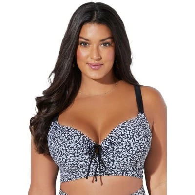 Swimsuits For All Women’s Plus Size Bra Sized Tie Front Longline Underwire Bikini Top 3 Swimsuits For All Women’s Plus Size Bra Sized Tie Front Longline Underwire Bikini Top