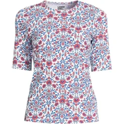 Lands' End Women's Crew Neck Elbow Sleeve Rash Guard UPF 50 Sun Protection Modest Swim Tee -Lady Clothing Store GUEST 1a643867 0a01 4531 9f0c 8e6ad6e73fc6