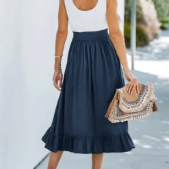 Women's Midnight Blue Ruffled Midi Dress - Cupshe -Lady Clothing Store GUEST 1c05586c 4776 4726 ab22 28d2f174ea4f