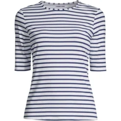 Lands' End Women's Crew Neck Elbow Sleeve Rash Guard UPF 50 Sun Protection Modest Swim Tee -Lady Clothing Store GUEST 1c1017e1 7a29 4a94 b711 e66b4682b252