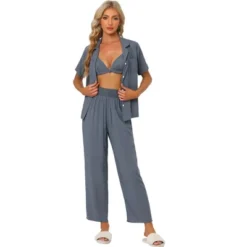 Cheibear Womens Pajama Sets Short Sleeve Shirt Long Pant Sleevewear Nightshirt PJ Set -Lady Clothing Store GUEST 1d907751 5c2d 4ebc a767 debd9770adc1
