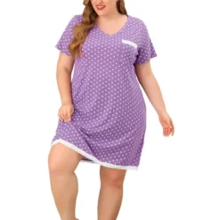 Agnes Orinda Womens Plus Size V Neck Polka Dots Short Sleeve Sleepwear Pajamas Nightgown -Lady Clothing Store GUEST 1dd6616d 8b93 4309 8cc8 8acefea23088