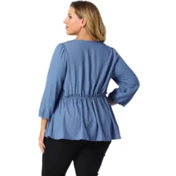 Agnes Orinda Women's Plus Size Peplum Top Pullover Puff Sleeve High Waist Chambray Blouse 12 Agnes Orinda Women's Plus Size Peplum Top Pullover Puff Sleeve High Waist Chambray Blouse -Lady Clothing Store GUEST 20cd5f12 f0b2 404c 94a7 6dc9ad922816