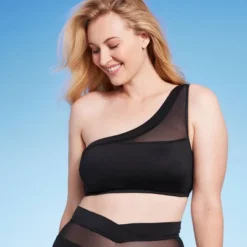 Women's One Shoulder Mesh Bikini Top - Shade & Shore™ Black -Lady Clothing Store GUEST 217aa012 ae45 4296 b8b5 c7843cf5bd1e