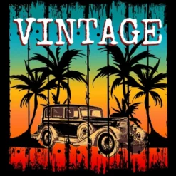 Junior's Design By Humans Vintage Classic Car At Beach By Punsalan T-Shirt