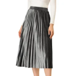 Allegra K Women's Accordion Swing Metallic Party Midi Pleated Skirt -Lady Clothing Store GUEST 227e55b6 204d 4e1e 9a89 68f5aff636d5