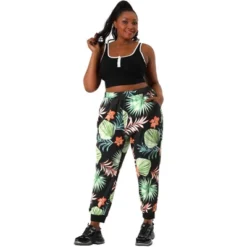 Agnes Orinda Women's Plus Size Adjustable Elastic Waist Pockets Tropical Harem Jogger Pants -Lady Clothing Store GUEST 228cc8c9 8874 41fc a93f 4a1cc9da6fa9