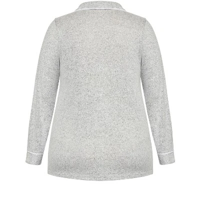 Women's Plus Size Hacci Button Top - Gray | AVENUE 7 Women's Plus Size Hacci Button Top - Gray | AVENUE - Image 5