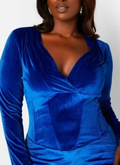 Rebdolls Women's V-Neck Long Sleeve Corset Velvet Mini Dress -Lady Clothing Store GUEST 23174051 e27b 4456 a392 24803fcd1d30