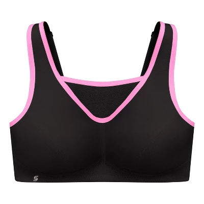 Glamorise Womens No-Bounce Camisole Sports Wirefree Bra 1066 Black/Pink 5 Glamorise Womens No-Bounce Camisole Sports Wirefree Bra 1066 Black/Pink - Image 3