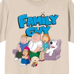 Family Guy Group Couch Art With Logo Crew Neck Short Sleeve Women's Natural T-shirt