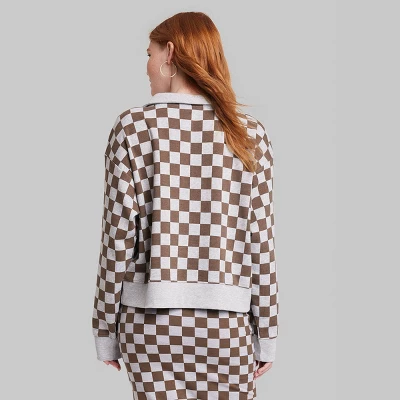 Women's Ascot + Hart Collared Checkered Long Sleeved Graphic Pullover 4 Women's Ascot + Hart Collared Checkered Long Sleeved Graphic Pullover - Image 2