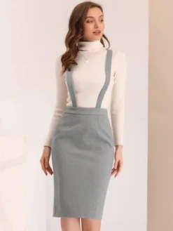 Allegra K Women's Pencil High Waist Adjustable Strap Split Back Bodycon Suspender Skirts -Lady Clothing Store GUEST 26d4a835 da90 4dd3 8ec7 bb0831c3080b
