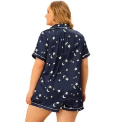 Agnes Orinda Women's Plus Size Patch Pocket Comfort Piping Stars Short Sleeve Pajamas Set -Lady Clothing Store GUEST 276af411 fec6 432d 8b30 2b70792ff694