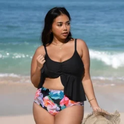 Women's Plus Size Flutter High Waist Tankini Set - Cupshe -Lady Clothing Store GUEST 276b3f79 6c79 48ac 86d4 0333d566488e