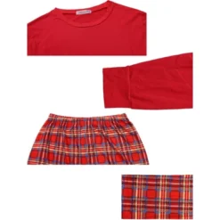 Cheibear Christmas Long Sleeve Solid Tops Tee With Plaid Pants Family Pajama Sets Red -Lady Clothing Store GUEST 27bd55cb b5f9 404c 9ea0 64350d9fb49d