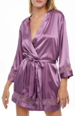 Womens Short Satin Lace Trim Robe, Silk Like Loungewear -Lady Clothing Store GUEST 2a2ddd0e acba 452e 9b04 34caaae0ecc1