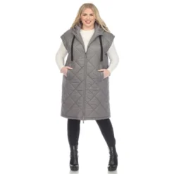 Plus Size Diamond Quilted Hooded Puffer Vest-White Mark -Lady Clothing Store GUEST 2b15248b 057c 415f bfa1 8f765276139d