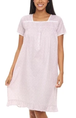 Women's Cotton Victorian Nightgown, Sophia Short Sleeve Lace Trimmed Button Up Short Sleeve Vintage Night Dress Gown -Lady Clothing Store GUEST 2b774548 d86f 4a39 b1f3 5824f87d2a8b