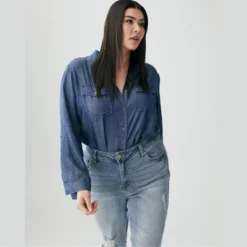 Molly & Isadora Women's Versitle Chambray Button-Up Shirt 18 Molly & Isadora Women's Versitle Chambray Button-Up Shirt -Lady Clothing Store GUEST 2d048b30 1bda 4ca3 88ea 408de4e9de35