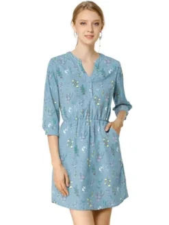 Allegra K Women's Button Front Floral Print V Neck 3/4 Sleeves Above Knee Dresses 19 Allegra K Women's Button Front Floral Print V Neck 3/4 Sleeves Above Knee Dresses -Lady Clothing Store GUEST 2fcbce18 4af7 4ff7 87bc 4a1fd50024f7