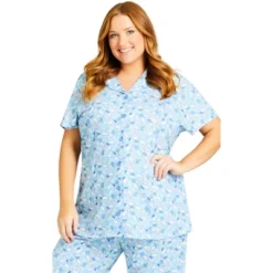 Women's Plus Size Bunny Button Up Sleep Top - Blue Bunny| AVENUE -Lady Clothing Store GUEST 30c99471 9a13 4d5c 96c8 cc5daaebbc13